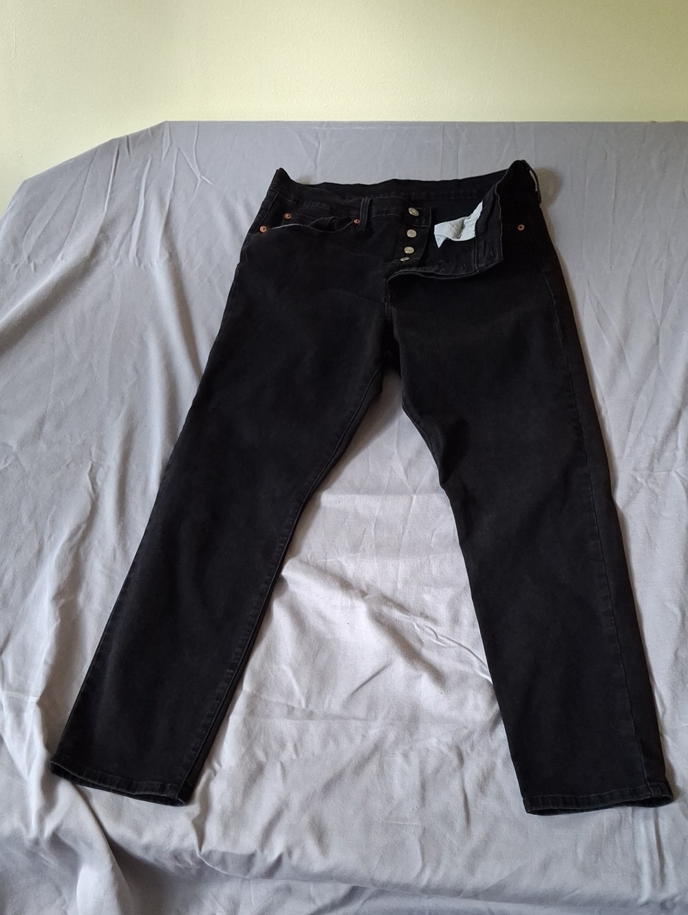 Womens Levi's Wedgie Icon Fit Straight Ankle Jeans Black Size 31 Button Fly